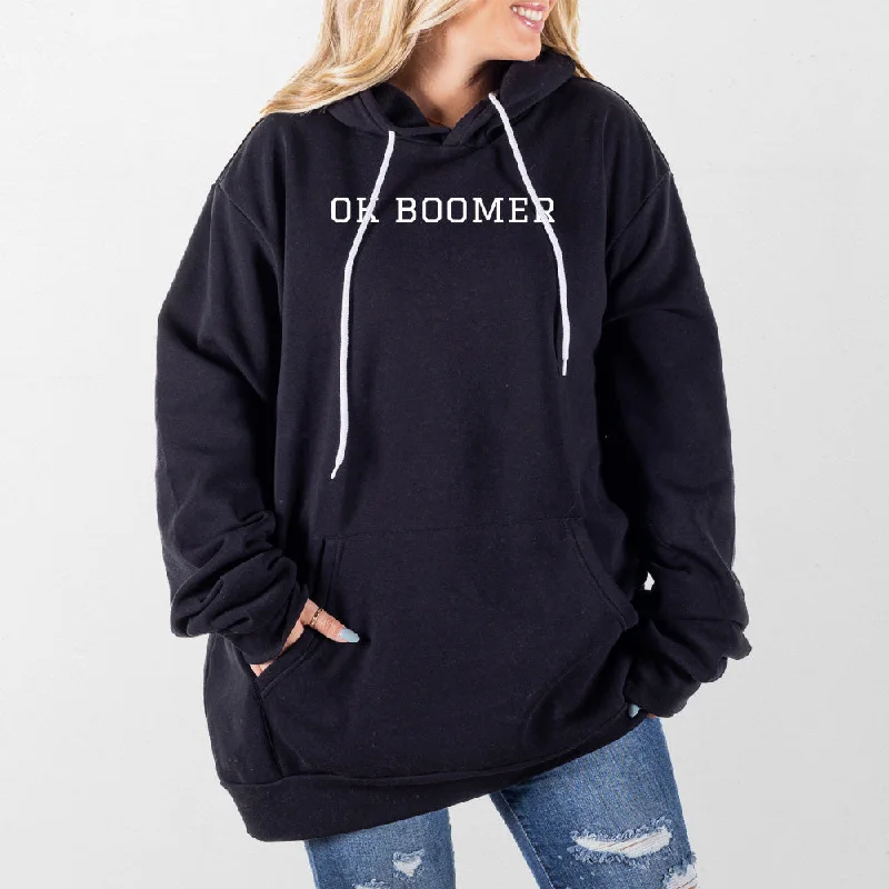 Women's hoodie with a kangaroo pocket and a pom - pom drawstring for added charmOk Boomer Giant Hoodie Women's hoodie with a kangaroo pocket and a pom - pom drawstring for added charmOk Boomer Giant Hoodie
