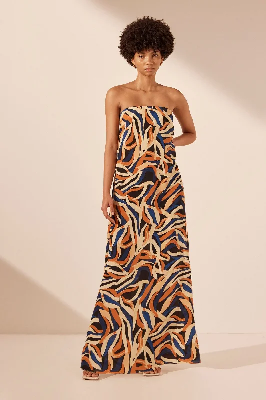 Strapless Women Dress with a Built - in Bra for Comfort and SupportPALMA SILK STRAPLESS COLUMN MAXI DRESS Strapless Women Dress with a Built - in Bra for Comfort and SupportPALMA SILK STRAPLESS COLUMN MAXI DRESS