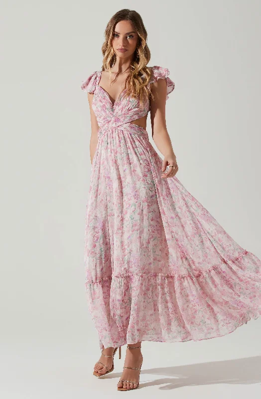 Ruffled Women Dress with Multiple Layers for a Playful and Girly StylePrimrose Floral Strappy Back Maxi Dress Ruffled Women Dress with Multiple Layers for a Playful and Girly StylePrimrose Floral Strappy Back Maxi Dress