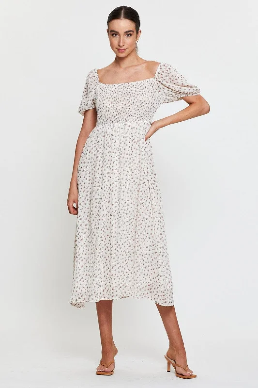 Mermaid - Style Women Dress with a Fitted Silhouette for Special OccasionsPrint Midi Dress Short Sleeve Round Neck Mermaid - Style Women Dress with a Fitted Silhouette for Special OccasionsPrint Midi Dress Short Sleeve Round Neck