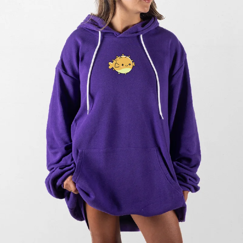 Women's cropped sweatshirt with a lace - trimmed hem for a romantic lookPufferfish Giant Hoodie Women's cropped sweatshirt with a lace - trimmed hem for a romantic lookPufferfish Giant Hoodie