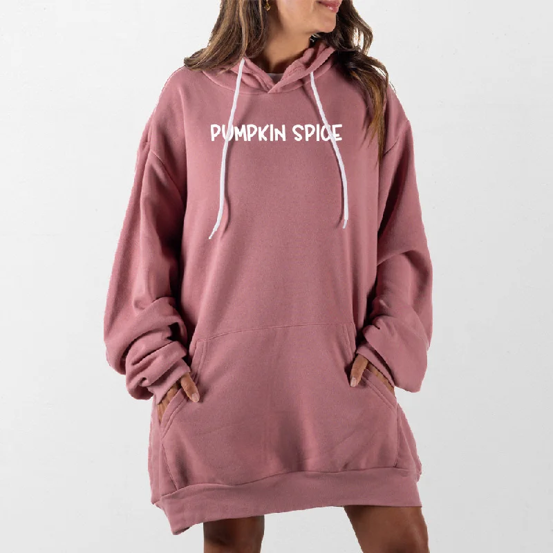 Women's hoodie with a kangaroo pocket and a pom - pom drawstring for added charmPumpkin Spice Giant Hoodie Women's hoodie with a kangaroo pocket and a pom - pom drawstring for added charmPumpkin Spice Giant Hoodie