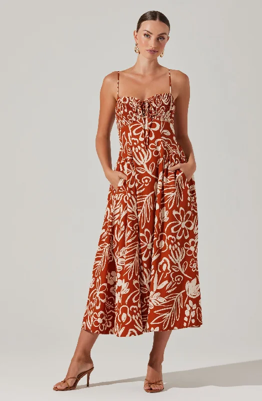 Backless Women Dress for a Sexy and Alluring Look at Evening EventsSarai Floral Midi Dress Backless Women Dress for a Sexy and Alluring Look at Evening EventsSarai Floral Midi Dress