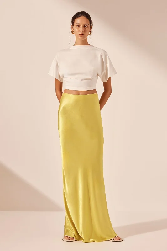 Wrap - Style Women Dress with Adjustable Fit for All Body TypesSOFIA BIAS CUT MAXI SKIRT - LIME Wrap - Style Women Dress with Adjustable Fit for All Body TypesSOFIA BIAS CUT MAXI SKIRT - LIME