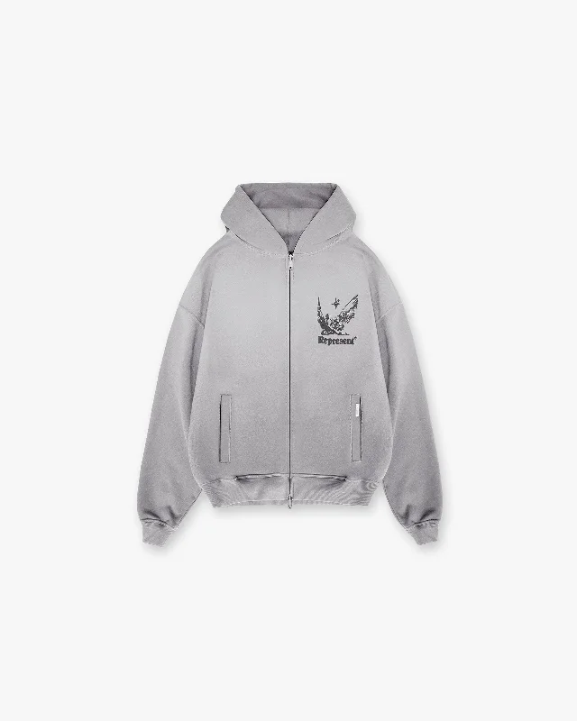 Women's hoodie with a kangaroo pocket and a pom - pom drawstring for added charmSpirits Of Summer Zip Hoodie - Mist Women's hoodie with a kangaroo pocket and a pom - pom drawstring for added charmSpirits Of Summer Zip Hoodie - Mist