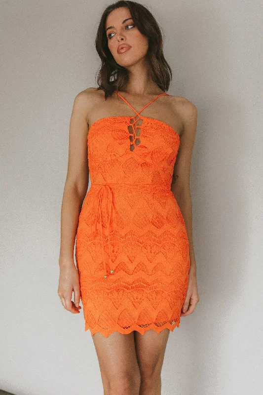 Pleated Women Dress with a Timeless and Elegant TextureSt Kilda Embroidered Lace Strappy Dress Coral Pleated Women Dress with a Timeless and Elegant TextureSt Kilda Embroidered Lace Strappy Dress Coral