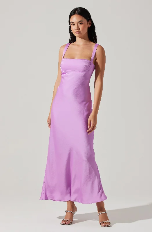 Pleated Women Dress with a Timeless and Elegant TextureStacie Satin Maxi Dress