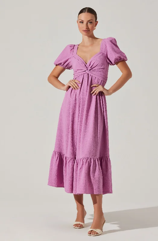 Ball Gown Women Dress with a Full Skirt for a Princess - like LookTwist Bust Tie Back Midi Dress Ball Gown Women Dress with a Full Skirt for a Princess - like LookTwist Bust Tie Back Midi Dress
