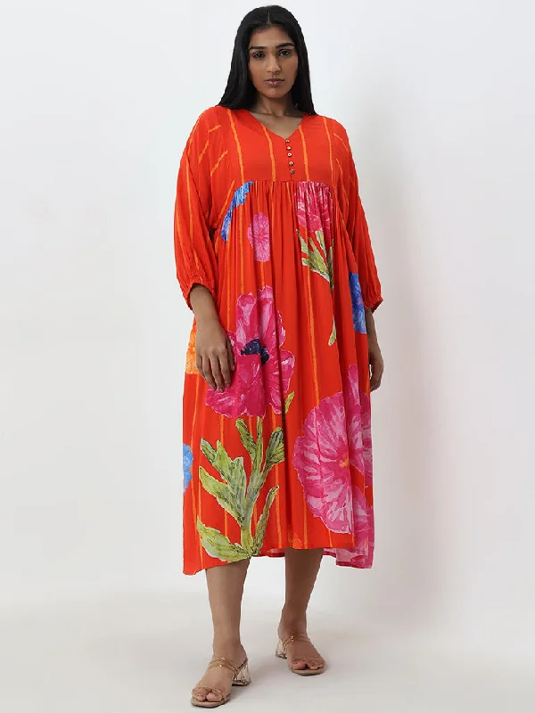 Plus Size Women Dress with a Flattering A - Line Cut for Comfort and Style Plus Size Women Dress with a Flattering A - Line Cut for Comfort and Style Diza Orange Floral A-Line Dress Plus Size Women Dress with a Flattering A - Line Cut for Comfort and Style Plus Size Women Dress with a Flattering A - Line Cut for Comfort and Style Diza Orange Floral A-Line Dress