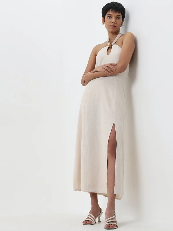 Plus Size Women Dress with a Flattering A - Line Cut for Comfort and Style Plus Size Women Dress with a Flattering A - Line Cut for Comfort and Style LOV Beige Off-Shoulder Blended Linen Dress Plus Size Women Dress with a Flattering A - Line Cut for Comfort and Style Plus Size Women Dress with a Flattering A - Line Cut for Comfort and Style LOV Beige Off-Shoulder Blended Linen Dress