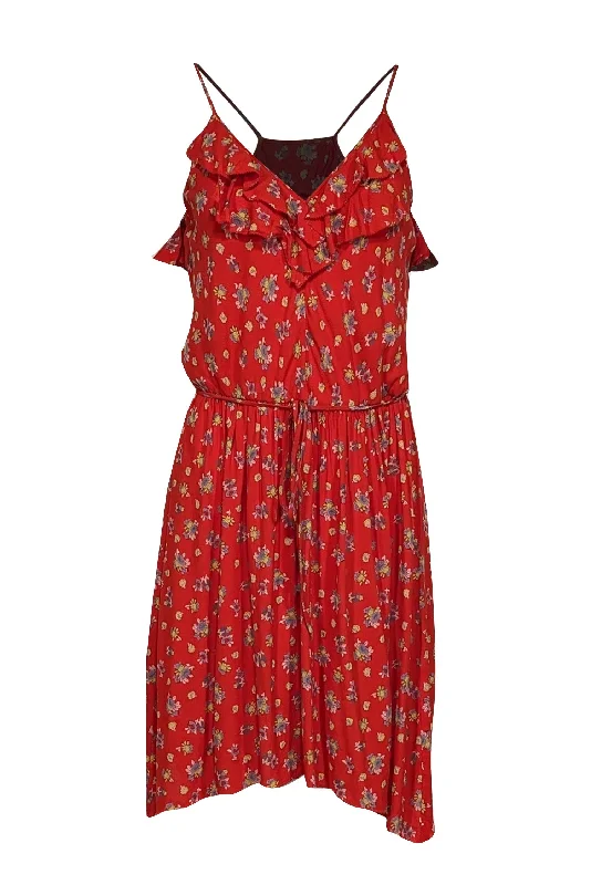 Mini Women Dress with a Short Hem for a Young and Trendy Style Mini Women Dress with a Short Hem for a Young and Trendy Style Rebecca Taylor - Red w/ Yellow & Purple Floral Print Mini Dress Sz 2
