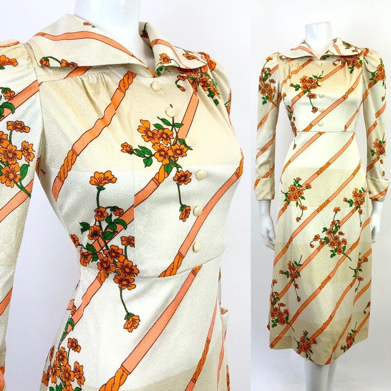Wrap - Style Women Dress with Adjustable Fit for All Body Types Wrap - Style Women Dress with Adjustable Fit for All Body Types VINTAGE 60s 70s CREAM GOLD ORANGE STRIPED FLORAL ELEGANT WING COLLAR DRESS 8 Wrap - Style Women Dress with Adjustable Fit for All Body Types Wrap - Style Women Dress with Adjustable Fit for All Body Types VINTAGE 60s 70s CREAM GOLD ORANGE STRIPED FLORAL ELEGANT WING COLLAR DRESS 8
