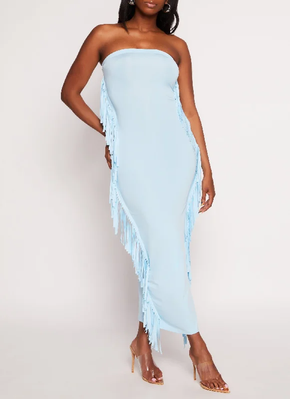 Maxi dresses with balloon sleeves for a vintage - inspired styleDaisy Fringe Side Maxi Tube Dress Maxi dresses with balloon sleeves for a vintage - inspired styleDaisy Fringe Side Maxi Tube Dress