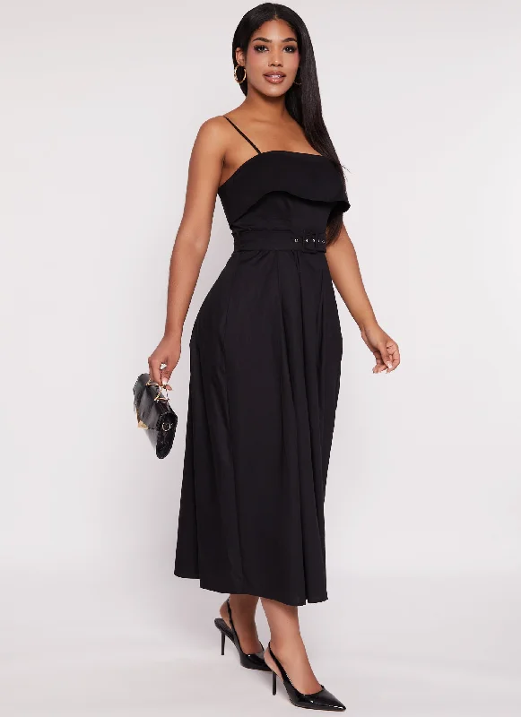 Leather maxi dresses for an edgy and bold appearanceHaute Monde Poplin Belted Square Neck Maxi Dress Leather maxi dresses for an edgy and bold appearanceHaute Monde Poplin Belted Square Neck Maxi Dress