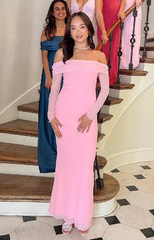 Maxi dresses with pom - pom trims for a playful and festive lookCoraline Pink Long Sleeve Maxi Dress Maxi dresses with pom - pom trims for a playful and festive lookCoraline Pink Long Sleeve Maxi Dress