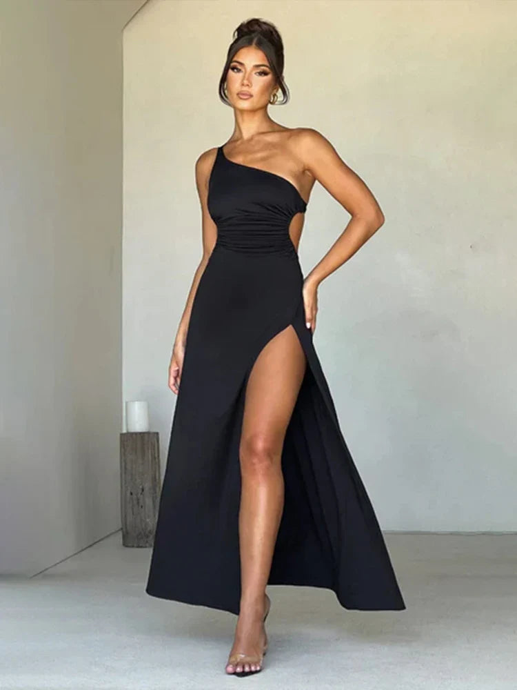 Maxi dresses with cut - out details on the sides for a modern edgeOne Shoulder Long High Split Backless Nightclub Sexy Spring Summer Maxi Dress Maxi dresses with cut - out details on the sides for a modern edgeOne Shoulder Long High Split Backless Nightclub Sexy Spring Summer Maxi Dress