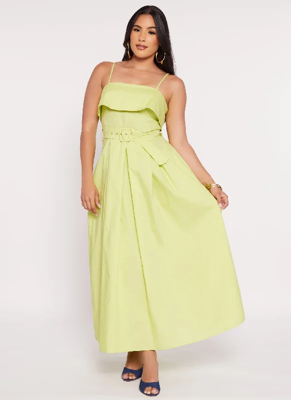 Maxi dresses with pocket details for added functionalityHaute Monde Poplin Belted Square Neck Maxi Dress Maxi dresses with pocket details for added functionalityHaute Monde Poplin Belted Square Neck Maxi Dress