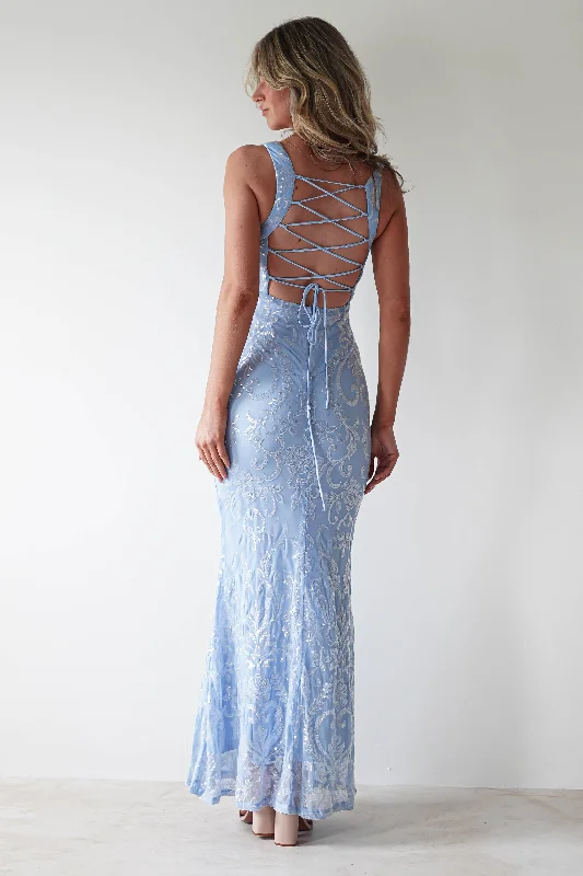 Maxi dresses with geometric prints for a contemporary aestheticHalo Square Neck Sequin Maxi Gown | Blue Maxi dresses with geometric prints for a contemporary aestheticHalo Square Neck Sequin Maxi Gown | Blue