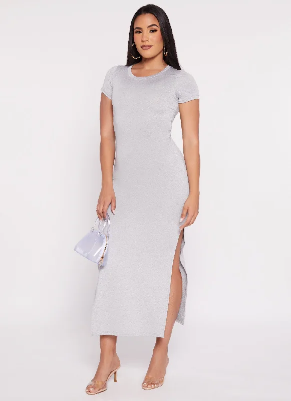 Maxi dresses with beaded embellishments for a fancy and luxurious eventCrew Neck Side Slit Maxi Dress Maxi dresses with beaded embellishments for a fancy and luxurious eventCrew Neck Side Slit Maxi Dress