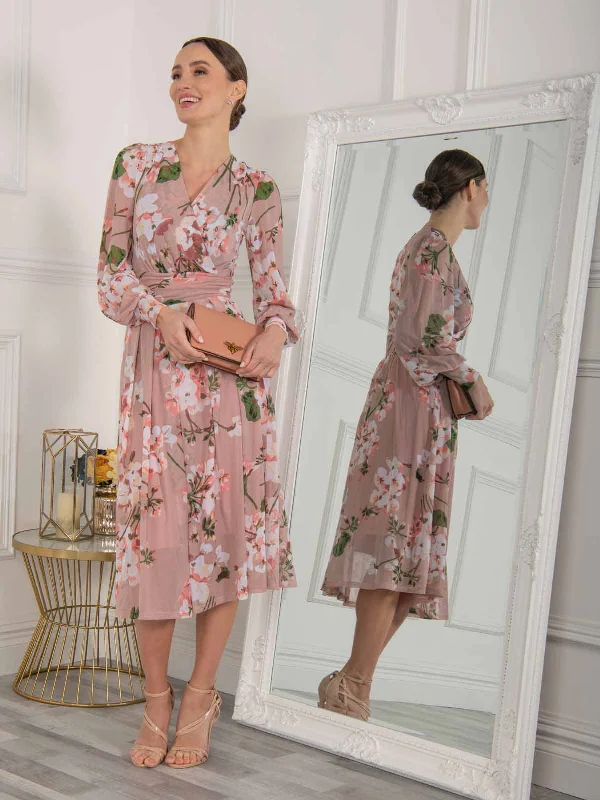Maxi dresses with balloon sleeves for a vintage - inspired styleJasmine Long Sleeve Mesh Dress, Dusty Pink Maxi dresses with balloon sleeves for a vintage - inspired styleJasmine Long Sleeve Mesh Dress, Dusty Pink