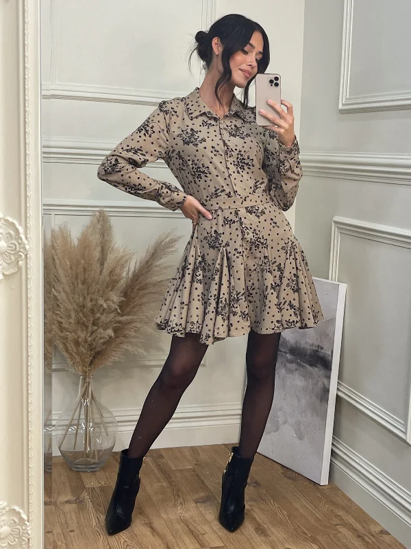 Maxi dresses with polka dot prints for a playful styleLong Sleeve Fit & Flare Shirt Dress, Stone/Black Maxi dresses with polka dot prints for a playful styleLong Sleeve Fit & Flare Shirt Dress, Stone/Black