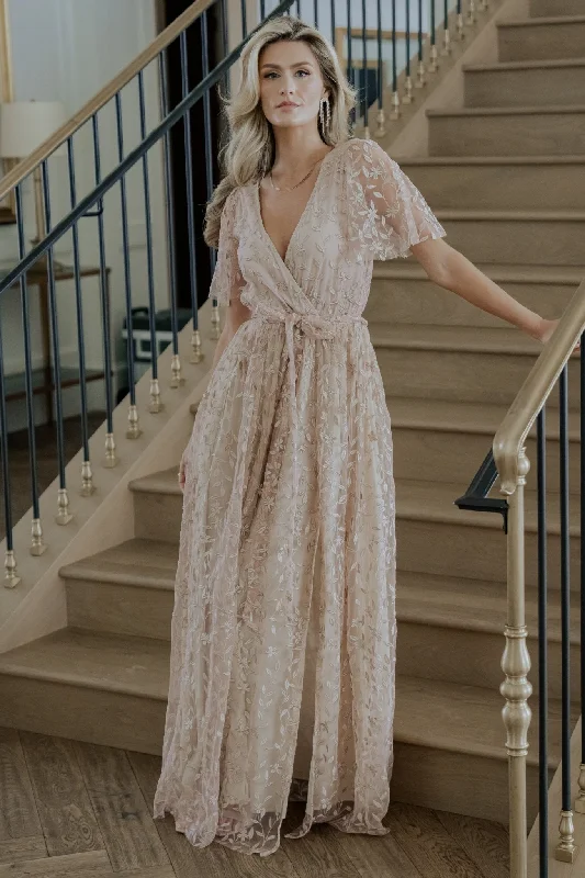 Maxi dresses with an asymmetric hem for a fashion - forward and eye - catching designMarseille Embossed Maxi Dress | Champagne Maxi dresses with an asymmetric hem for a fashion - forward and eye - catching designMarseille Embossed Maxi Dress | Champagne