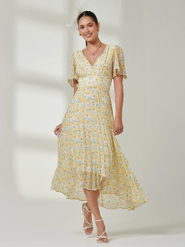 Animal print maxi dresses for a statement - making outfitPleated Dip Hem Chiffon Midaxi Dress, Yellow Floral Animal print maxi dresses for a statement - making outfitPleated Dip Hem Chiffon Midaxi Dress, Yellow Floral