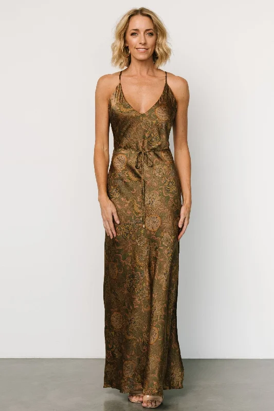 Sheer maxi dresses with lace overlays for a romantic touchReno Slip Maxi Dress | Brown + Olive Sheer maxi dresses with lace overlays for a romantic touchReno Slip Maxi Dress | Brown + Olive