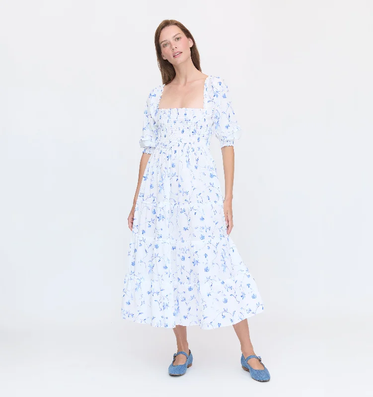 Polyester maxi dresses for easy - care and durabilityThe Nesli Nap Dress - Blue Botanical Polyester maxi dresses for easy - care and durabilityThe Nesli Nap Dress - Blue Botanical