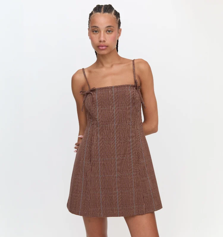Maxi dresses with cold - shoulder cutouts for a trendy lookThe Rennie Dress - Brown Plaid Maxi dresses with cold - shoulder cutouts for a trendy lookThe Rennie Dress - Brown Plaid