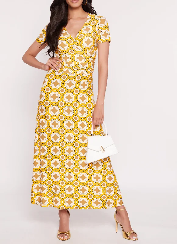 Maxi dresses with a wrap - around style for a customizable fitPrinted Faux Wrap Maxi Dress Maxi dresses with a wrap - around style for a customizable fitPrinted Faux Wrap Maxi Dress