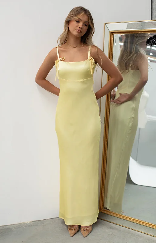 Maxi dresses with a button - down front for a classic lookZya Yellow Satin Maxi Dress Maxi dresses with a button - down front for a classic lookZya Yellow Satin Maxi Dress