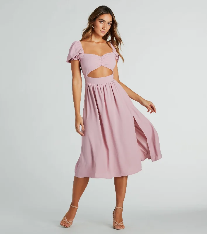 Midi dresses with asymmetric hems for a fashion - forward and dynamic appearanceAdorable Factor Chiffon Sweetheart Midi Dress Midi dresses with asymmetric hems for a fashion - forward and dynamic appearanceAdorable Factor Chiffon Sweetheart Midi Dress