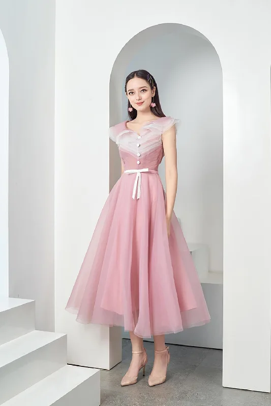 Midi dresses with button - down skirts for a unique and functional designBaskom Fit and Flare Ruffled Organza Midi Dress Midi dresses with button - down skirts for a unique and functional designBaskom Fit and Flare Ruffled Organza Midi Dress