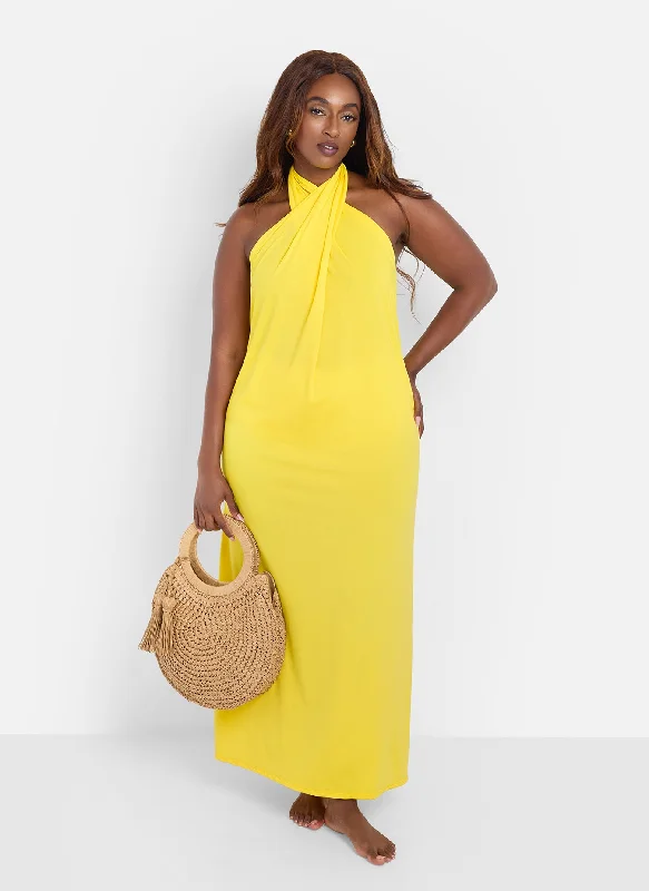 Midi dresses with puff sleeves for a vintage - inspired lookBeach Stroll Halter Slip Maxi Dress - Yellow Midi dresses with puff sleeves for a vintage - inspired lookBeach Stroll Halter Slip Maxi Dress - Yellow