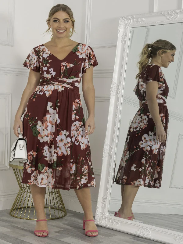 Midi dresses with abstract art prints for an artistic statementBethany Mesh Midi Dress, Burgundy Midi dresses with abstract art prints for an artistic statementBethany Mesh Midi Dress, Burgundy
