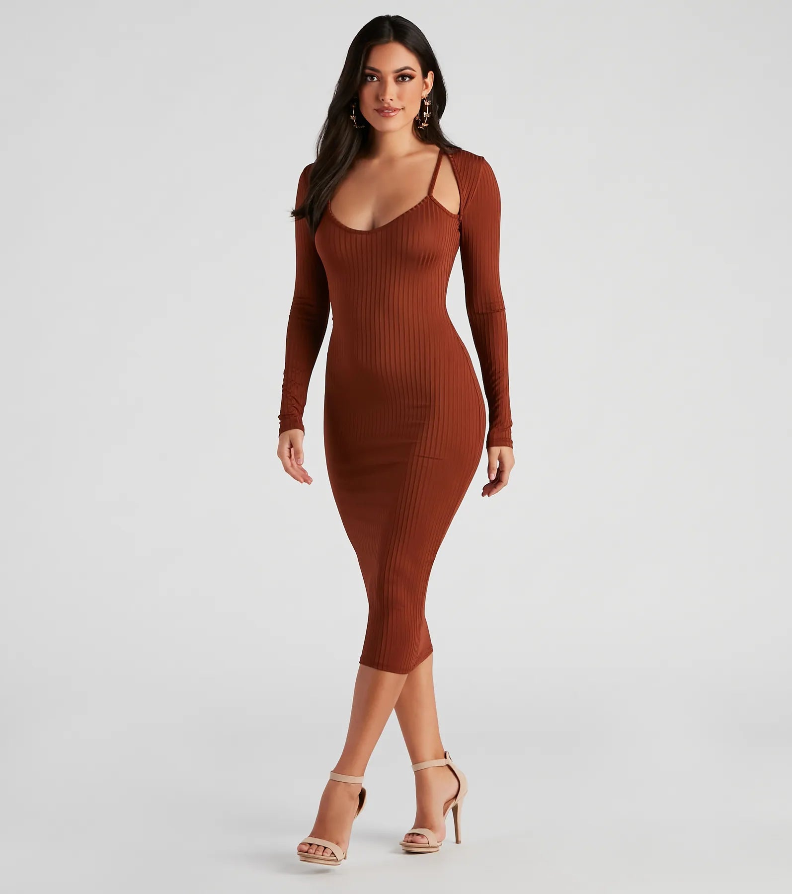 Midi dresses with lace - up fronts for a unique and adjustable styleEffortless Everyday Ribbed Knit Midi Dress Midi dresses with lace - up fronts for a unique and adjustable styleEffortless Everyday Ribbed Knit Midi Dress