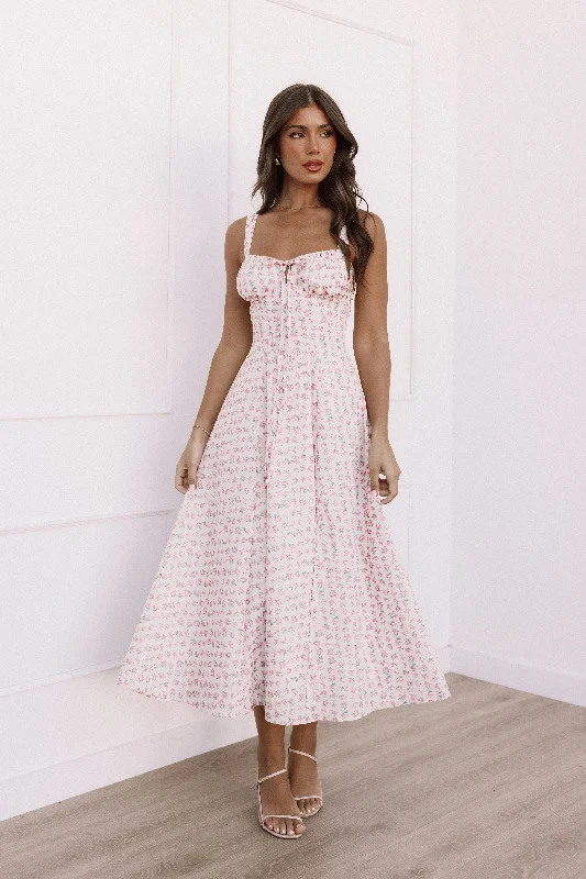 Velvet midi dresses in jewel tones for a glamorous winter eventElodie Midi Dress - Pink Floral Velvet midi dresses in jewel tones for a glamorous winter eventElodie Midi Dress - Pink Floral