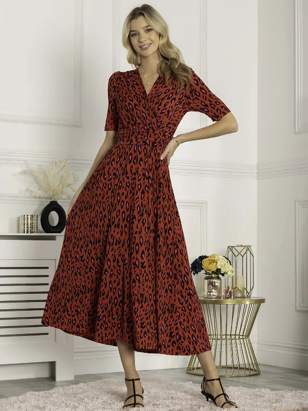 Midi dresses with button - front designs for a classic touchJolie Moi Akayla Printed Jersey Maxi Dress, Red Animal Midi dresses with button - front designs for a classic touchJolie Moi Akayla Printed Jersey Maxi Dress, Red Animal