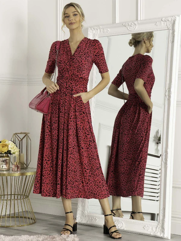 Midi dresses with patchwork patterns for a one - of - a - kind styleJosie Animal Print Maxi Dress, Cerise Midi dresses with patchwork patterns for a one - of - a - kind styleJosie Animal Print Maxi Dress, Cerise
