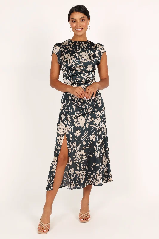 Midi dresses with one - shoulder designs for a modern and asymmetric styleLisbeth Midi Dress - Green Floral Midi dresses with one - shoulder designs for a modern and asymmetric styleLisbeth Midi Dress - Green Floral
