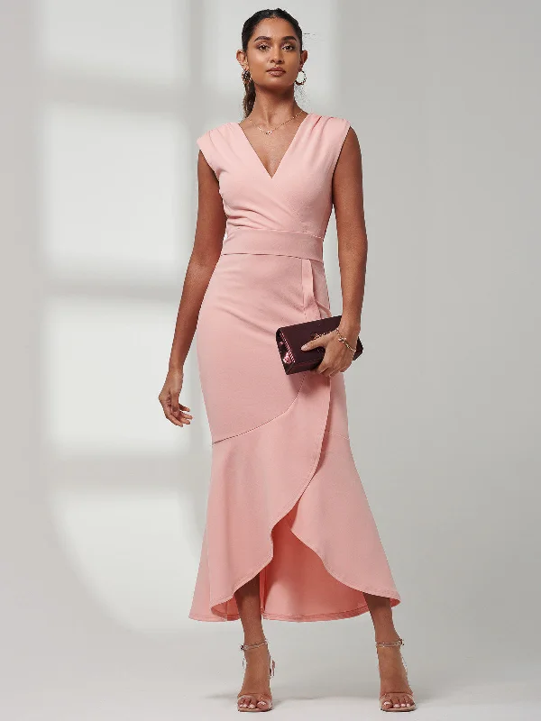 Sleeveless midi dresses with lace details for summer weddingsMabruka Frill Fishtail Maxi Dress, Coral Sleeveless midi dresses with lace details for summer weddingsMabruka Frill Fishtail Maxi Dress, Coral