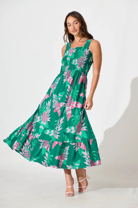 High - low midi dresses with geometric patterns for a modern partyMy Dream Midi Dress in Teal with Pink Floral High - low midi dresses with geometric patterns for a modern partyMy Dream Midi Dress in Teal with Pink Floral