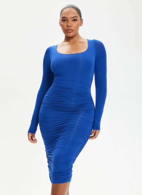 Midi dresses with bow accents for a sweet and charming lookShe Waisted Built-In Shape Wear Ruched Long Sleeve Dress Midi dresses with bow accents for a sweet and charming lookShe Waisted Built-In Shape Wear Ruched Long Sleeve Dress