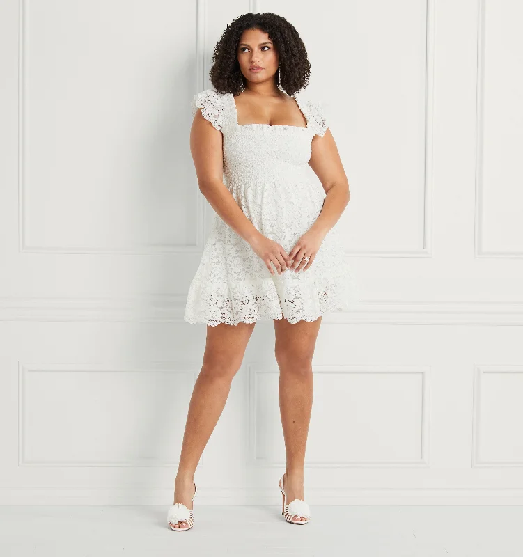 Midi dresses with wrap - around skirts for a customizable fitThe Lace Elizabeth Nap Dress - White Lace Midi dresses with wrap - around skirts for a customizable fitThe Lace Elizabeth Nap Dress - White Lace