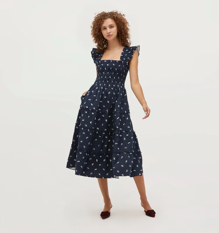 Midi dresses with ruffled bodices for a more pronounced feminine lookThe Ellie Nap Dress - Navy Autumn Paisley Midi dresses with ruffled bodices for a more pronounced feminine lookThe Ellie Nap Dress - Navy Autumn Paisley
