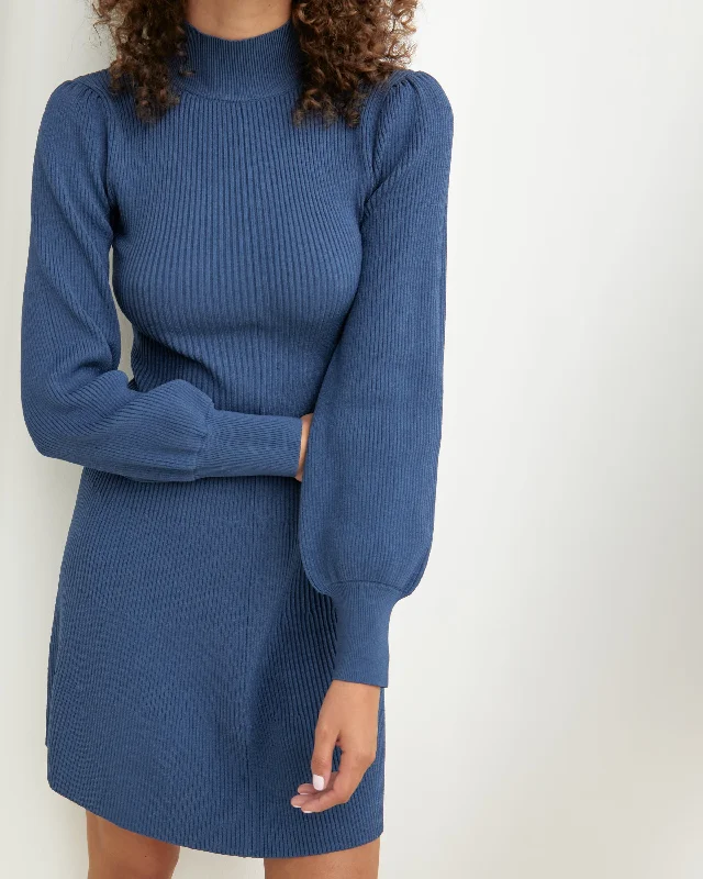 Midi dresses with ruffled hems for a romantic date nightThe Mariana Dress - Slate Rib Knit Midi dresses with ruffled hems for a romantic date nightThe Mariana Dress - Slate Rib Knit