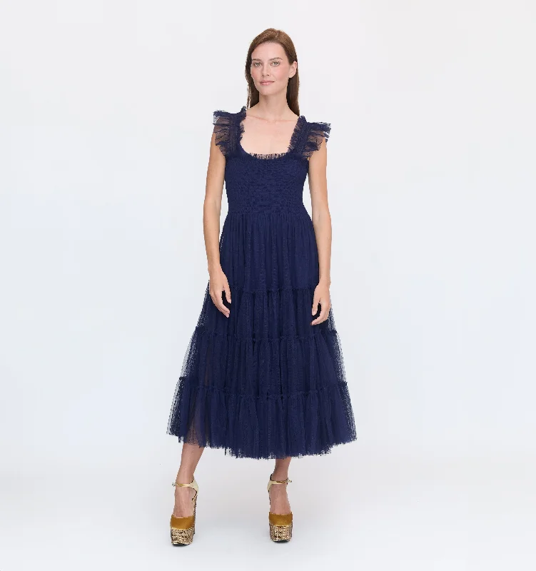 Velvet midi dresses in jewel tones for a glamorous winter eventThe Tulle Ellie Nap Dress - Navy Tulle Velvet midi dresses in jewel tones for a glamorous winter eventThe Tulle Ellie Nap Dress - Navy Tulle