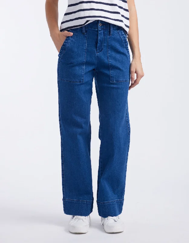 Plus Size Men's Straight Leg Jeans with Reinforced Knees for DurabilityCeleste Wide Leg Jeans  - Midwest Blue