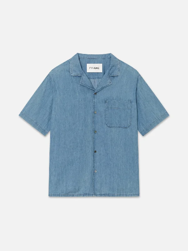 Men's Jeans with a Button - Fly for a Traditional and Classic AestheticChambray Camp Collar Shirt -- Midland